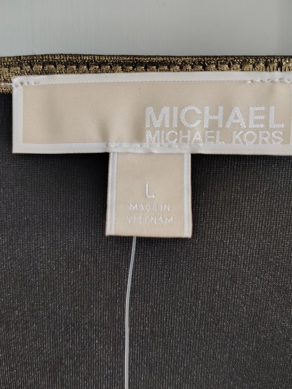 Michael Kors Shiny Metallic Gold Draped Wrap Blouse L